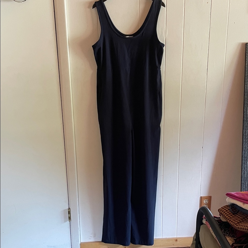 Athleta Blue Sleeveless Wide-Leg Jumpsuit